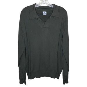 Adidas Men’s Sz Sm S/P Green Silk Cashmere Athletic Golf Open Collared Sweater